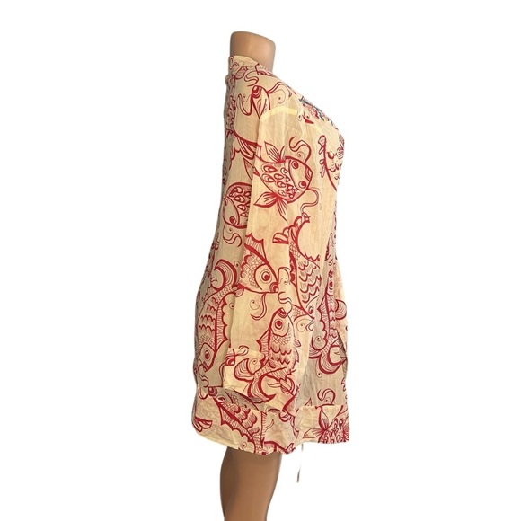 OndandeMar Red and Cream Patterned Fish Swim Cover Up - Picture 5 of 8